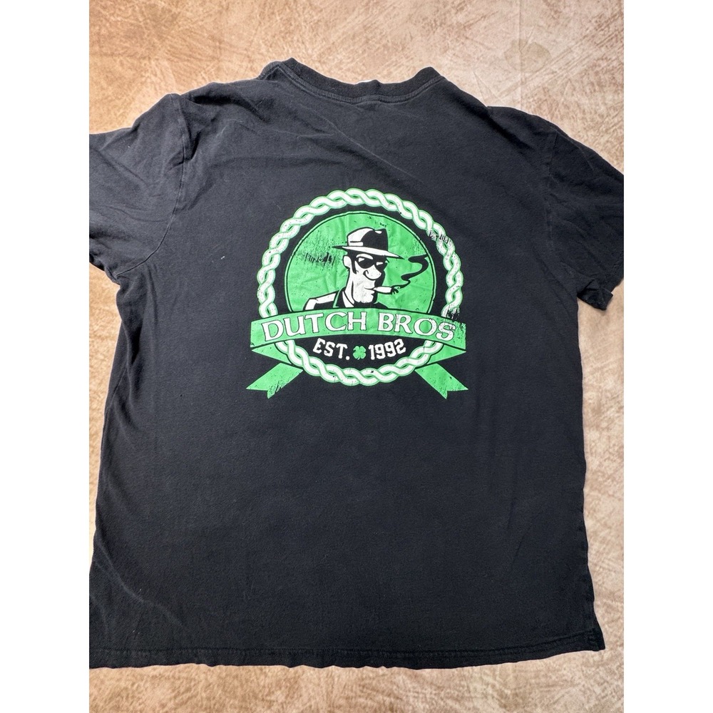 Dutch Bros Luck Of The Dutch Black St. Patricks Shirt Coffee Mafia Logo XL